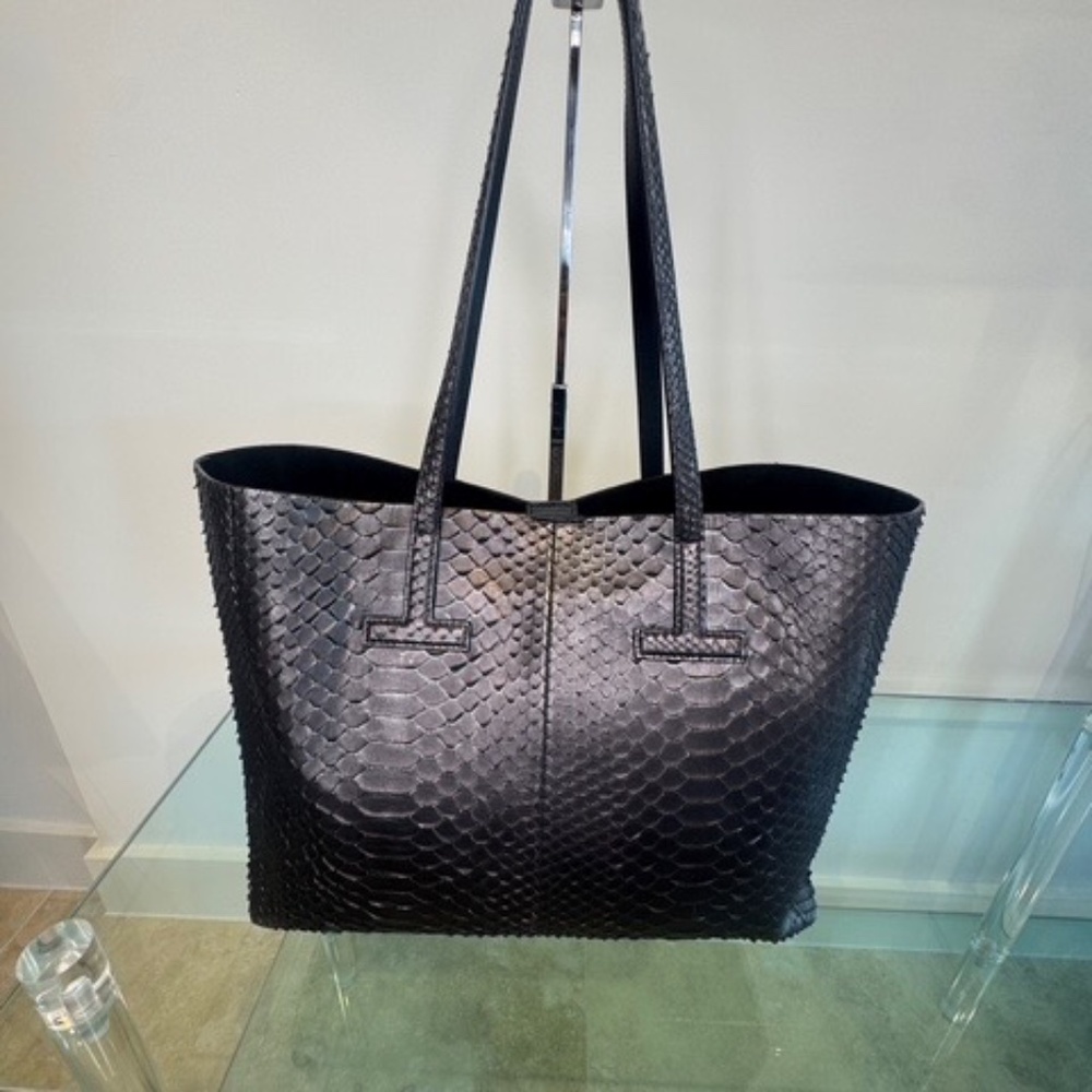 Tom Ford Genuine Snakeskin Leather in Gunmetal - original Retail $2290